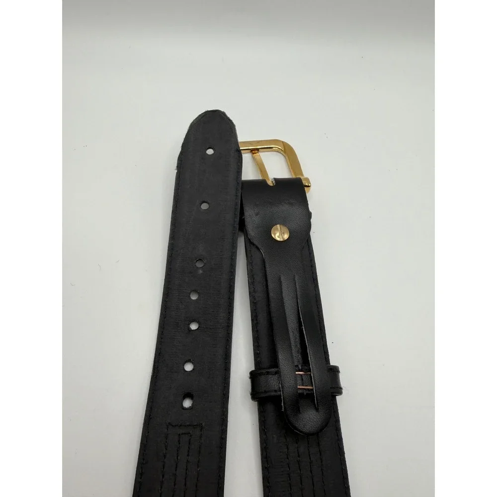VTG Genuine Leather Belt Multi Color Braided Exotic Inlay Gold Buckle Western ML